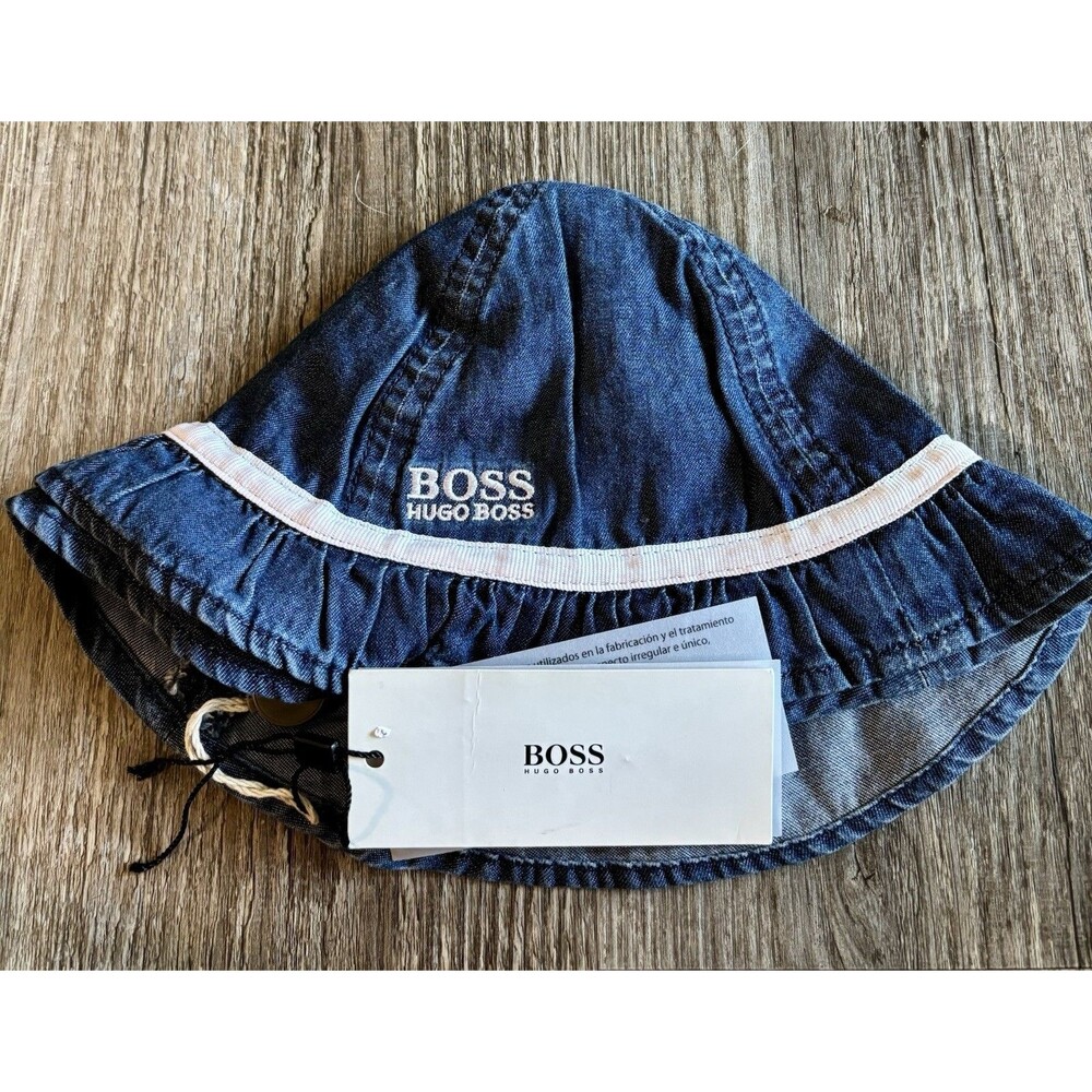 Hugo Boss Blue Denim Bucket Hat Baby Toddler SIZE 46 US 6-12 Month NWT